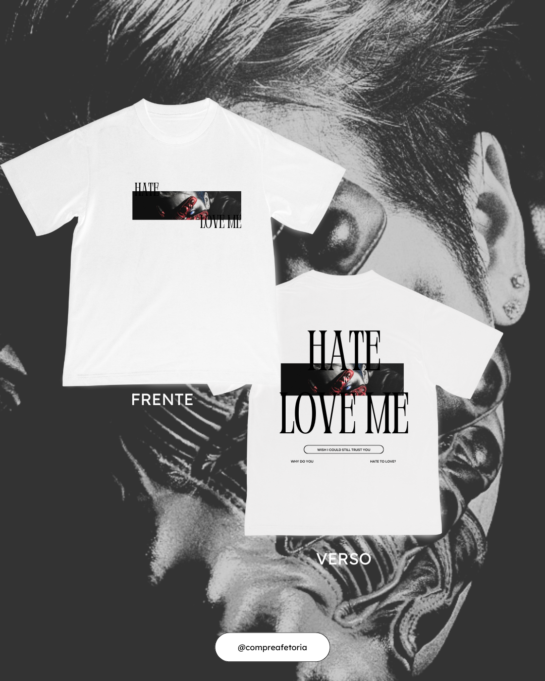 Camiseta Hate to love Branca – Jackson Wang